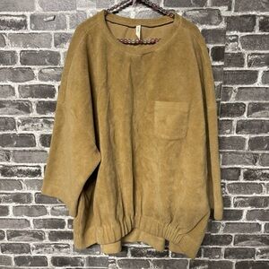Nap fleece teddy sweater tan boxy fit chest pocket wide sleeve